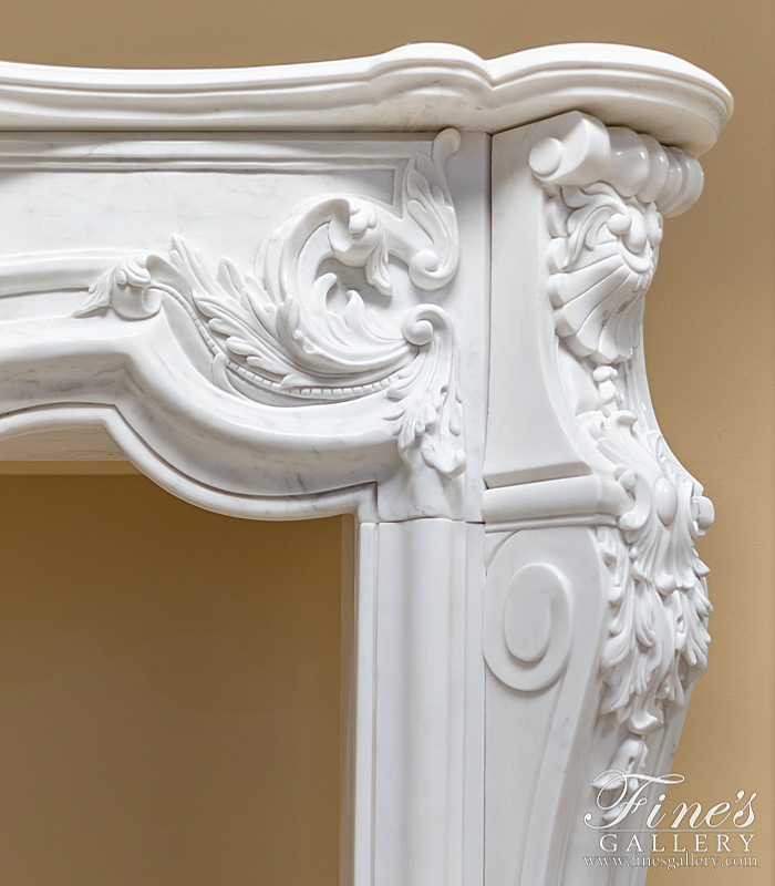 Marble Fireplaces  - Elaborate Rococo French Mantel In Statuary White Marble - MFP-2074